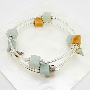 Amazonite and Silver Wrap Bracelet